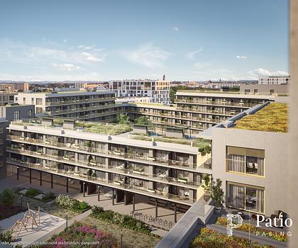 Stadtapartment mit sep. Küche, großen Fensterfronten und Balkon zum grünen Innenhof