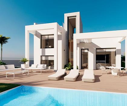 Exklusive Villen mit 3 Schlafzimmern, Meerblick, Dachterrassen, Privatpool und optionalem Keller