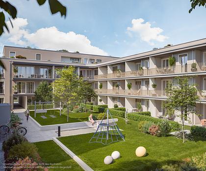 Mitten im Grünen: 2-Zi-Whg. mit Balkon zum Innenhof u. Duschbad